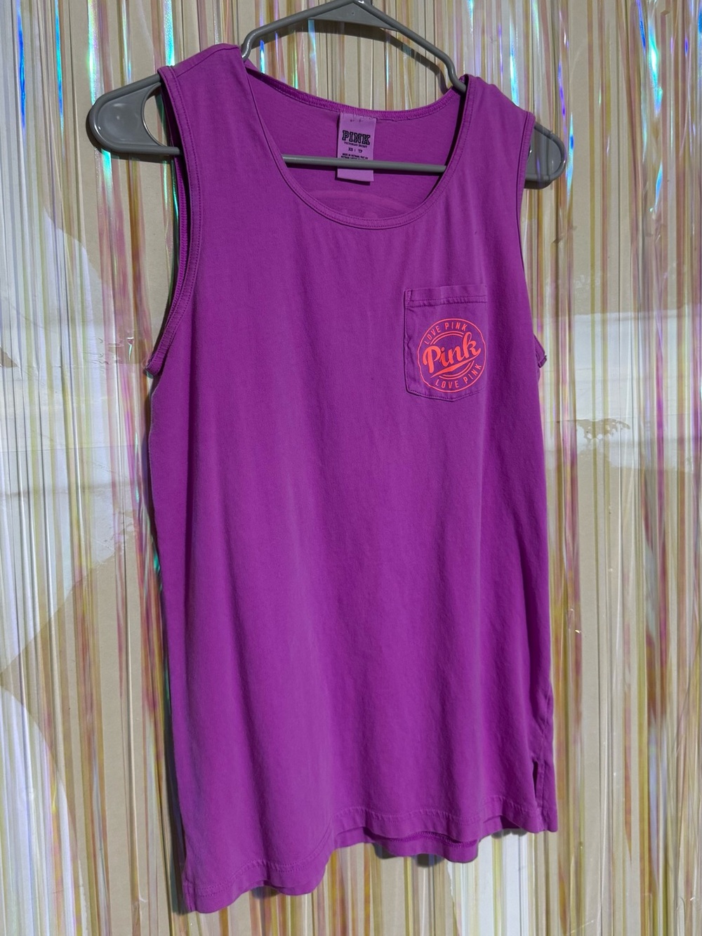 PINK Victoria's Secret Bright Magenta Sleeveless Logo Tank